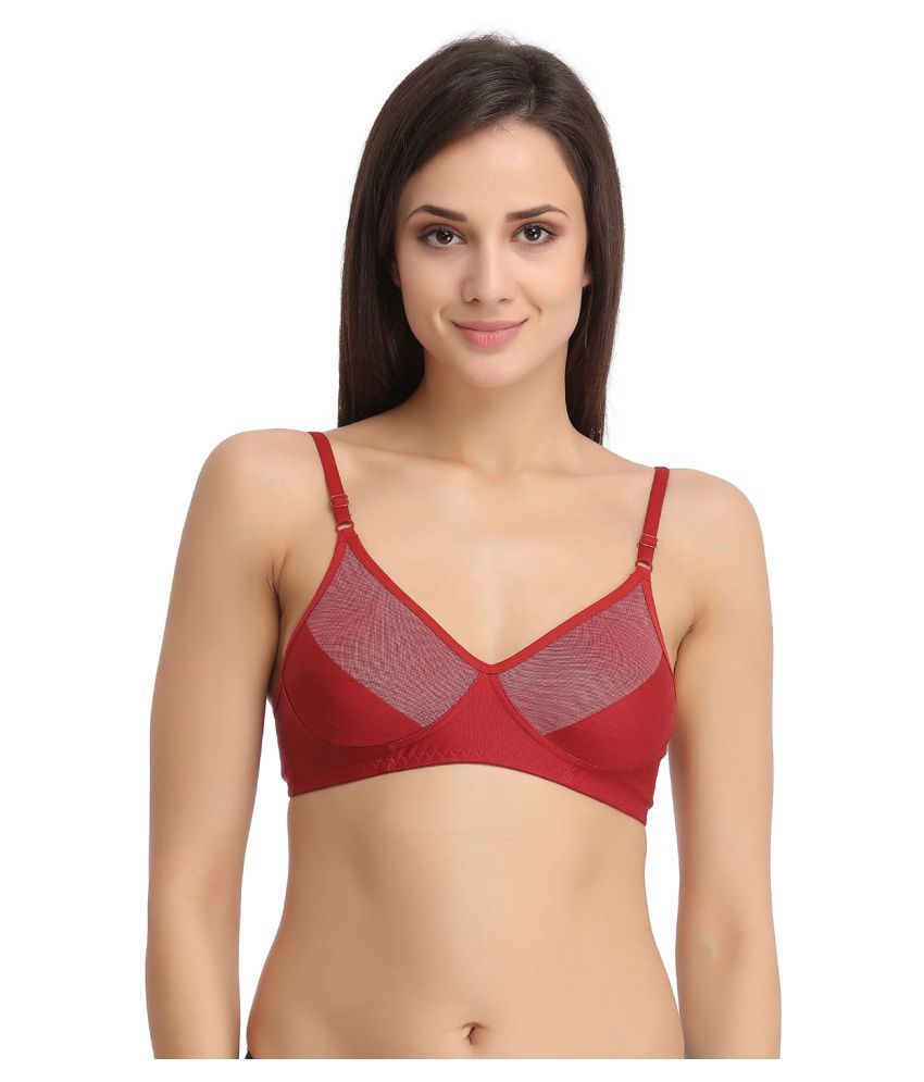     			Clovia Poly Cotton Non Padded Women's T-Shirt Bra ( Maroon )