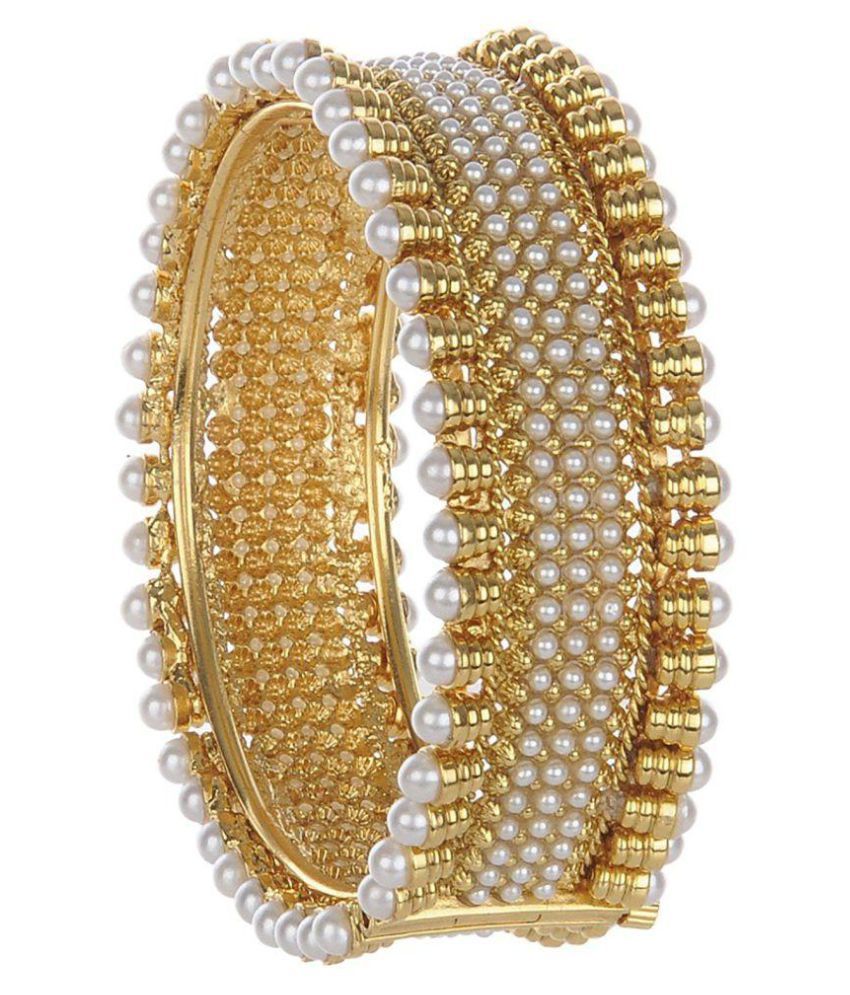 gold plated alloy pearl studded bangles set of 2 Buy gold plated alloy pearl studded bangles