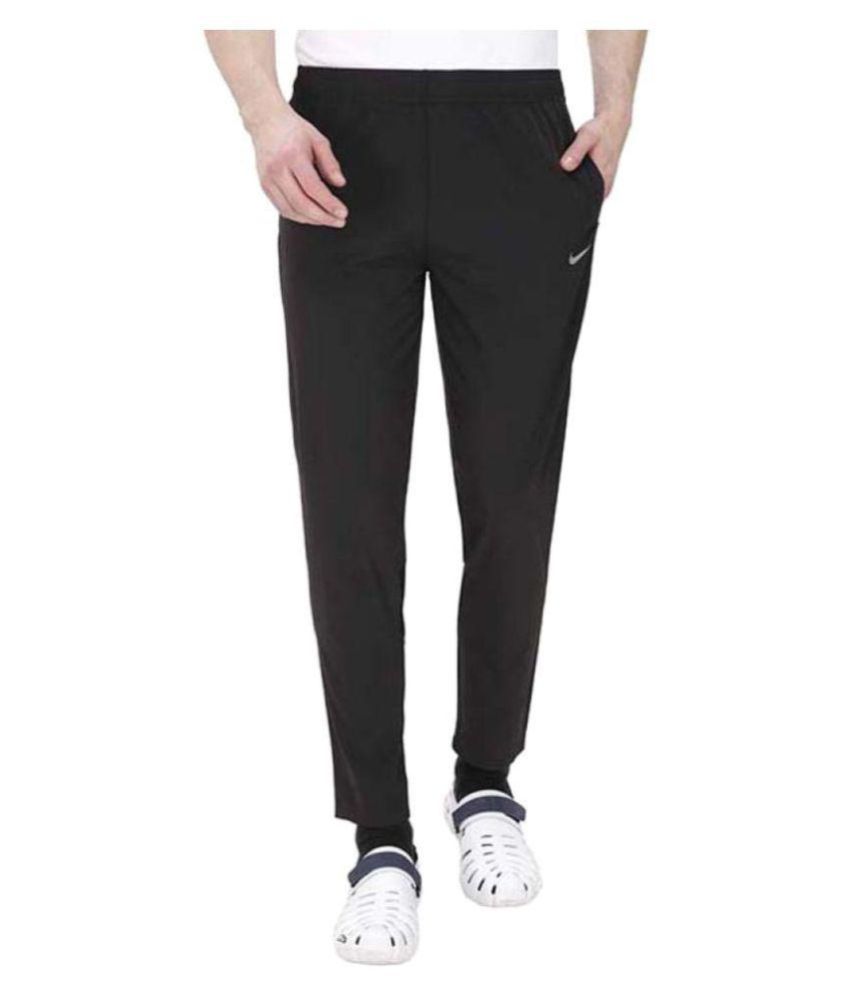 nike black polyester lycra track pants