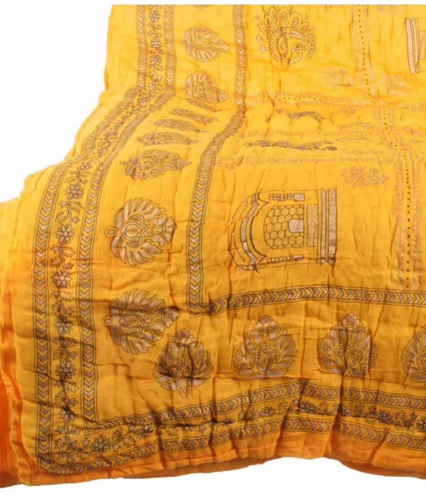 Jaipuri razai Single Cotton Yellow Traditional Quilt Coordinated Buy