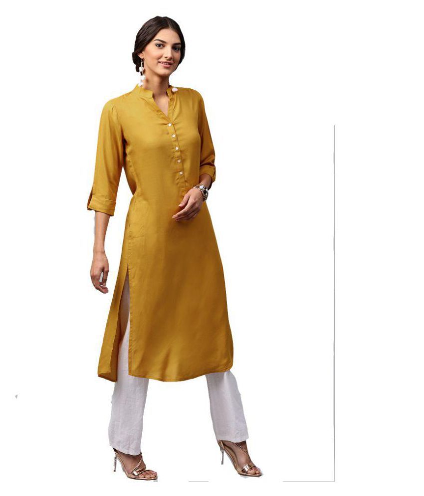 Shreeja - Yellow Cotton Women's A-line Kurti