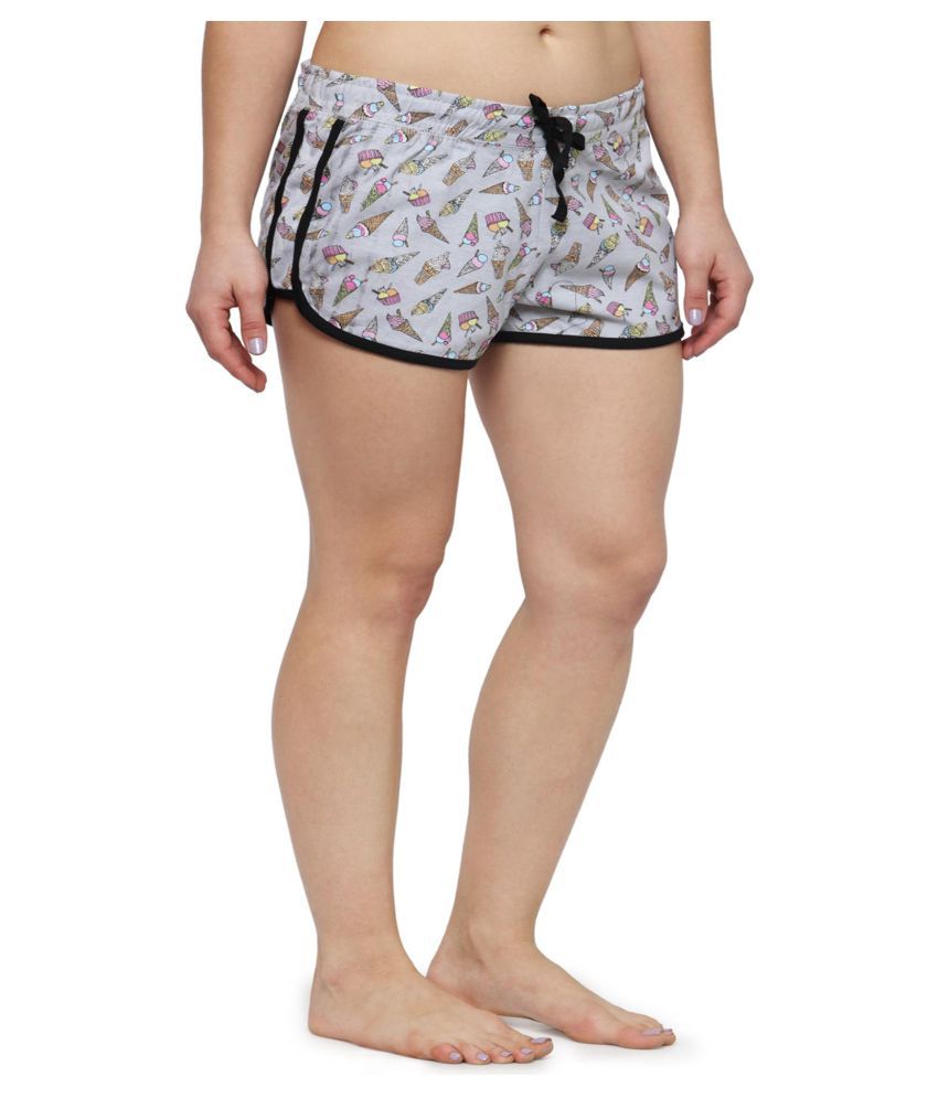 Buy FEELBLUE Stylish Cotton Hot Pants for Women Ideal for Cycling, Gym, Yoga(Black  and Lgrey, Size- L)(Pack of 2) Online In India At Discounted Prices