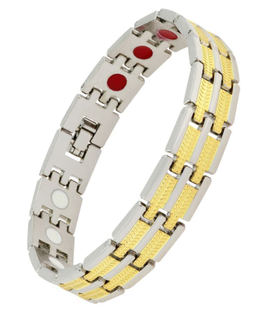 The Jewelbox Italian 316L Surgical Stainless Steel 18K Gold Rhodium Plated Bracelet For Boys Men