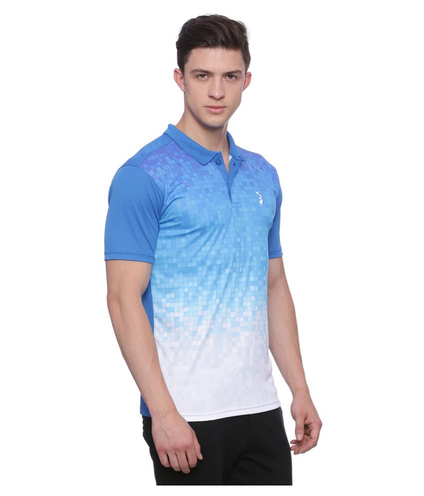 Campus Sutra Blue Polyester Polo T-Shirt Single Pack - Buy Campus Sutra Blue Polyester Polo T 