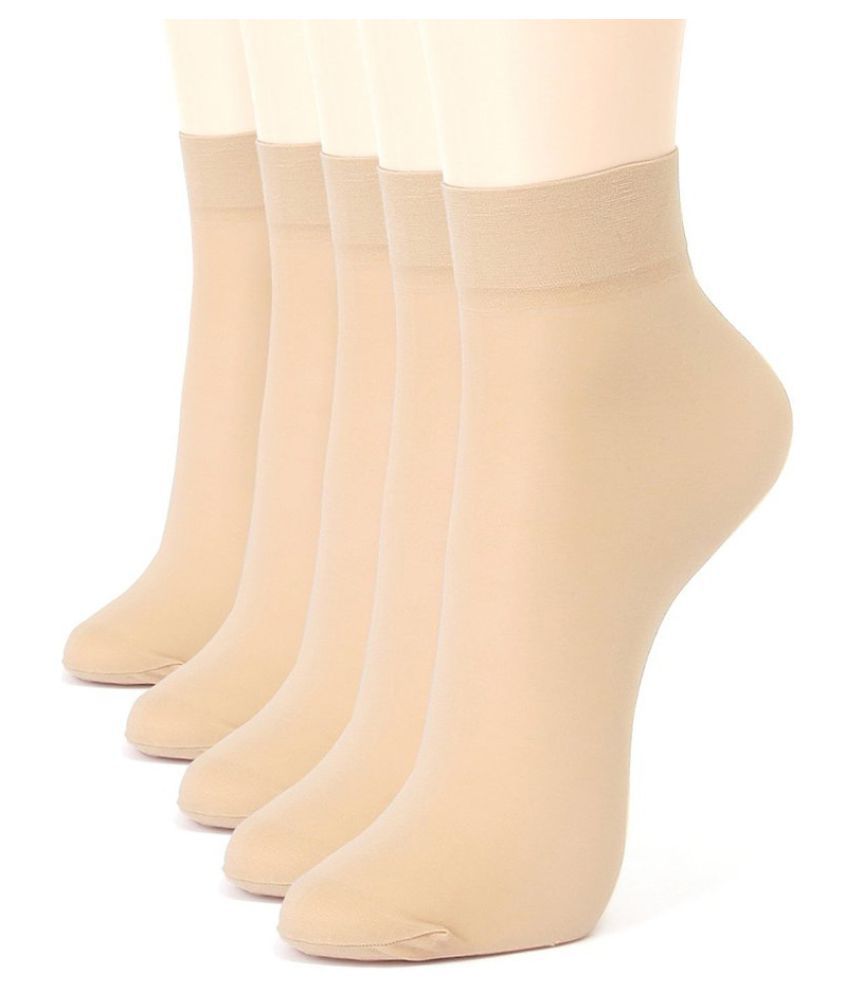     			Tahiro Beige Cotton Ankle Length Socks - Pack Of 5