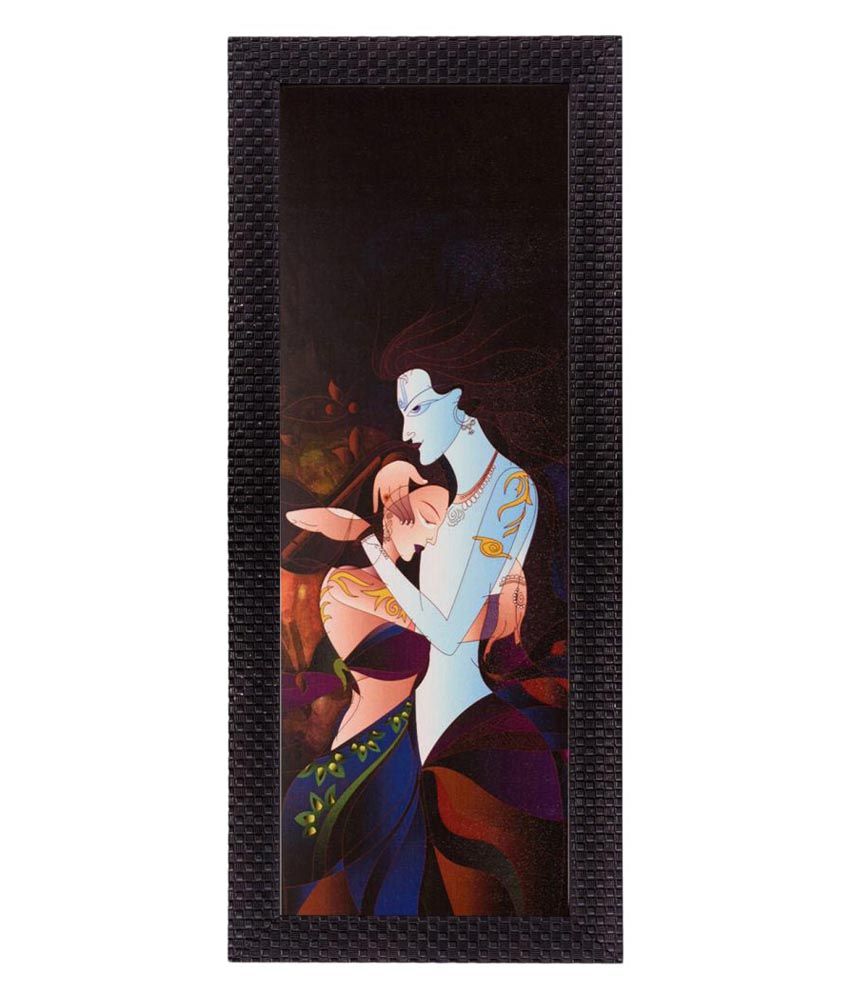     			eCraftIndia Multicoloured Satin Matte Texture Framed Radha Krishna UV Wall Art