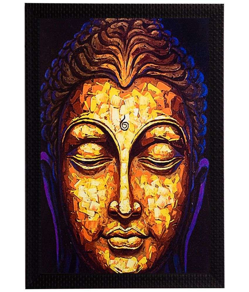     			eCraftIndia Brown Lord Buddha UV Wall Painting