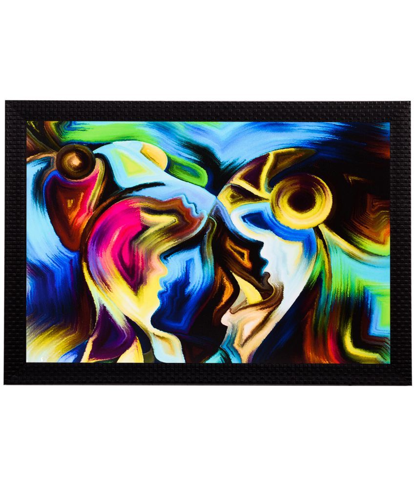     			eCraftIndia Multicoloured Abstract Figure UV Framed Wall Painting