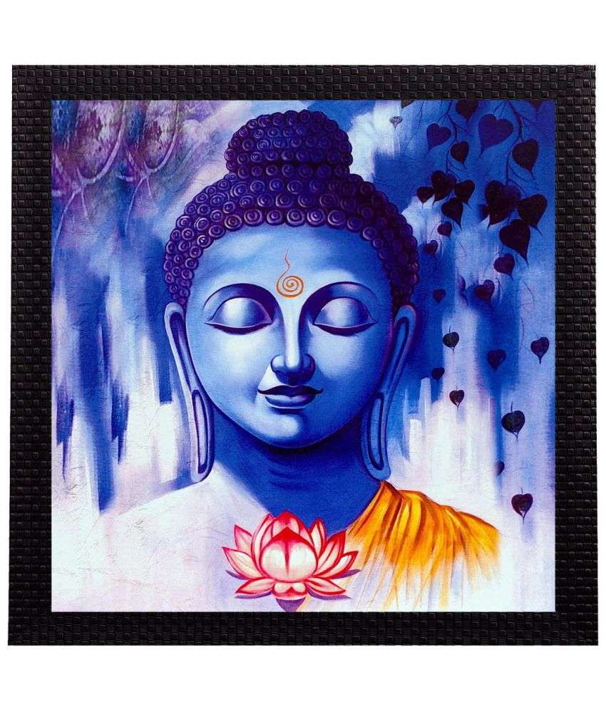     			eCraftIndia  Lord Buddha In Blue Satin Matt Texture UV Art  Multicolor Wood Painting With Frame Single Piece
