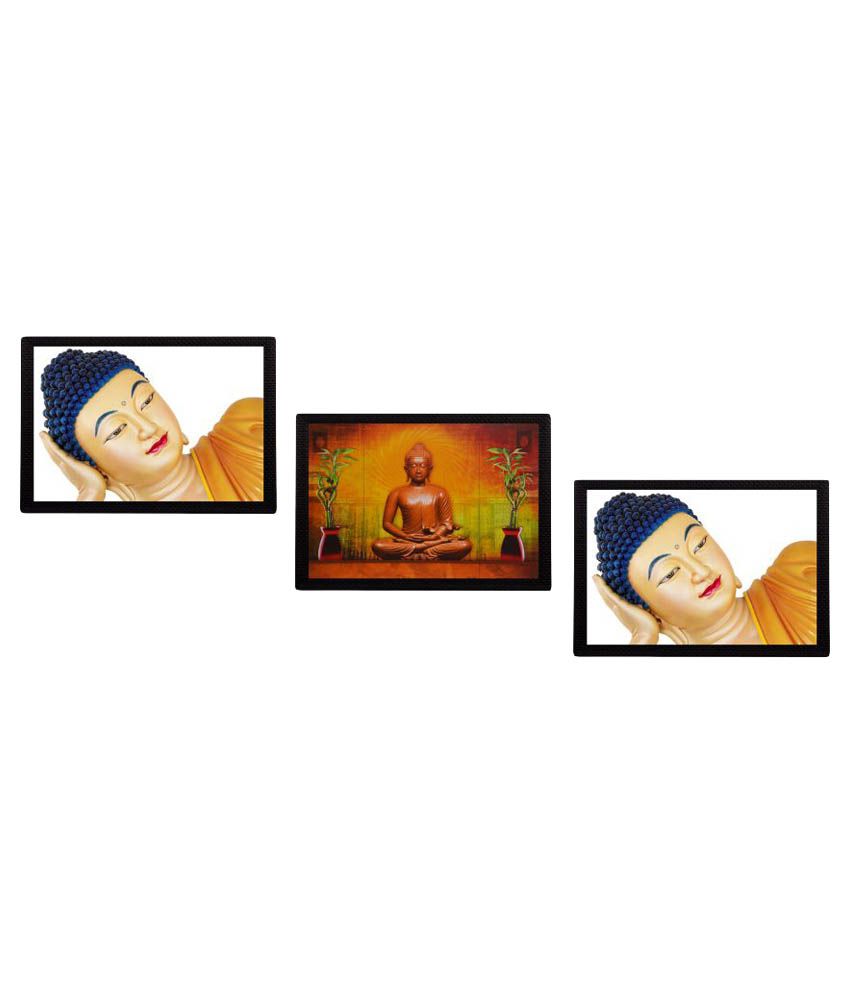     			eCraftIndia Wood Painting With Frame Set of 3