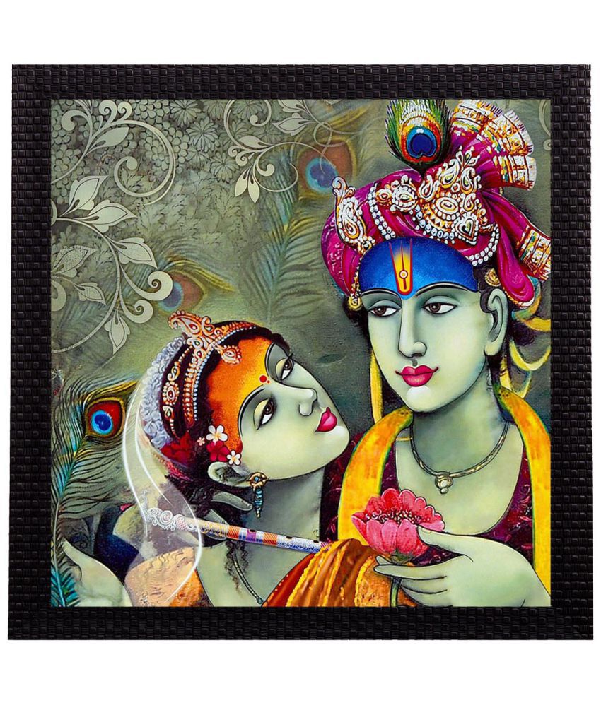     			Ecraftindia eCraftIndiaAdorable Radha Krishna Satin Matt Texture UV Art Wood Painting With Frame Single Piece