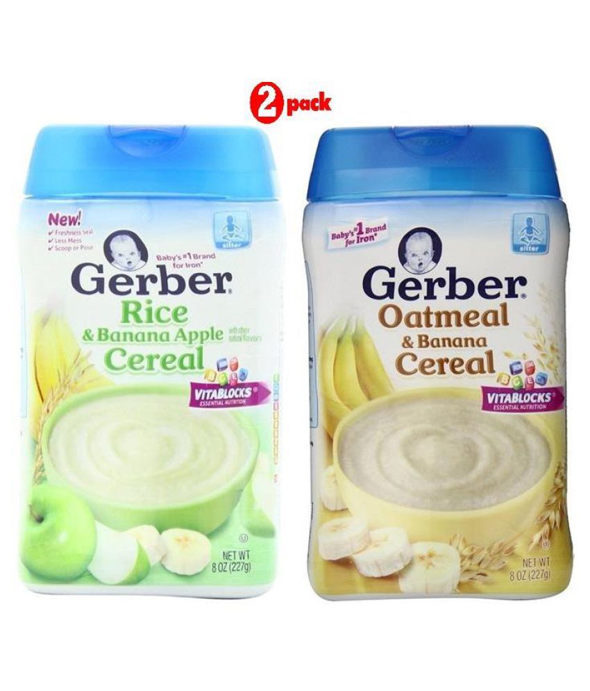 Gerber Oatmeal & Banana + Oatmeal Peach Apple Infant Cereal for 6