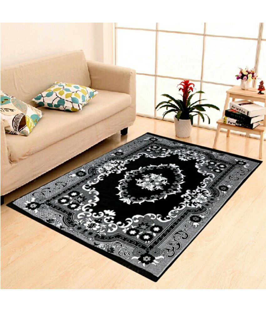     			MidhaGroups Black Velvet Carpet Traditional 4x6 Ft.