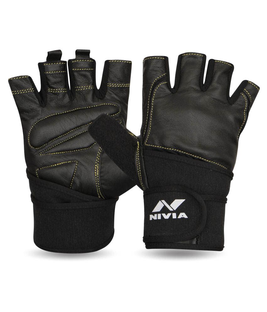     			Nivia Black Gym Gloves-709l gym equipment