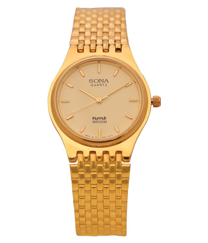 HMT Sona Quartz Golden Chain Watch for 