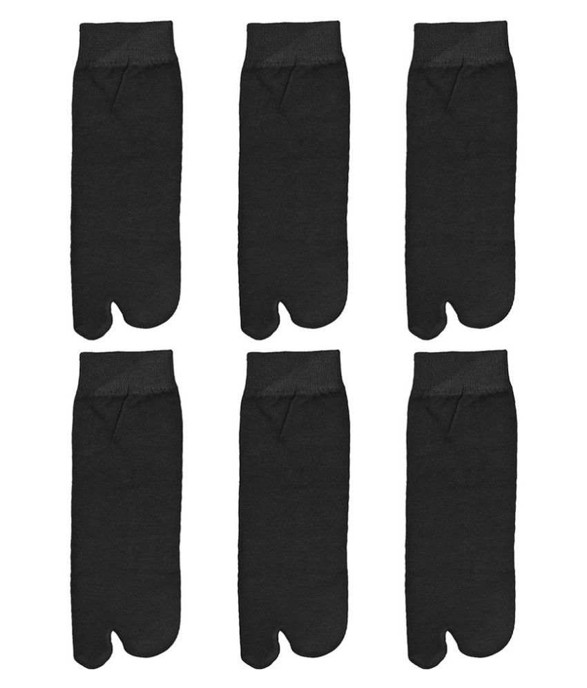     			Tahiro Black Cotton Quarter Length Thumb Socks - Pack Of 6