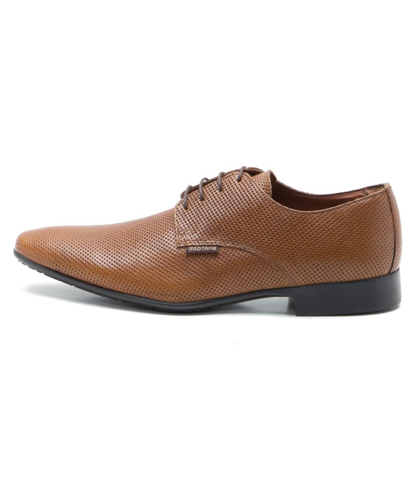 red tape tan derby formal shoes