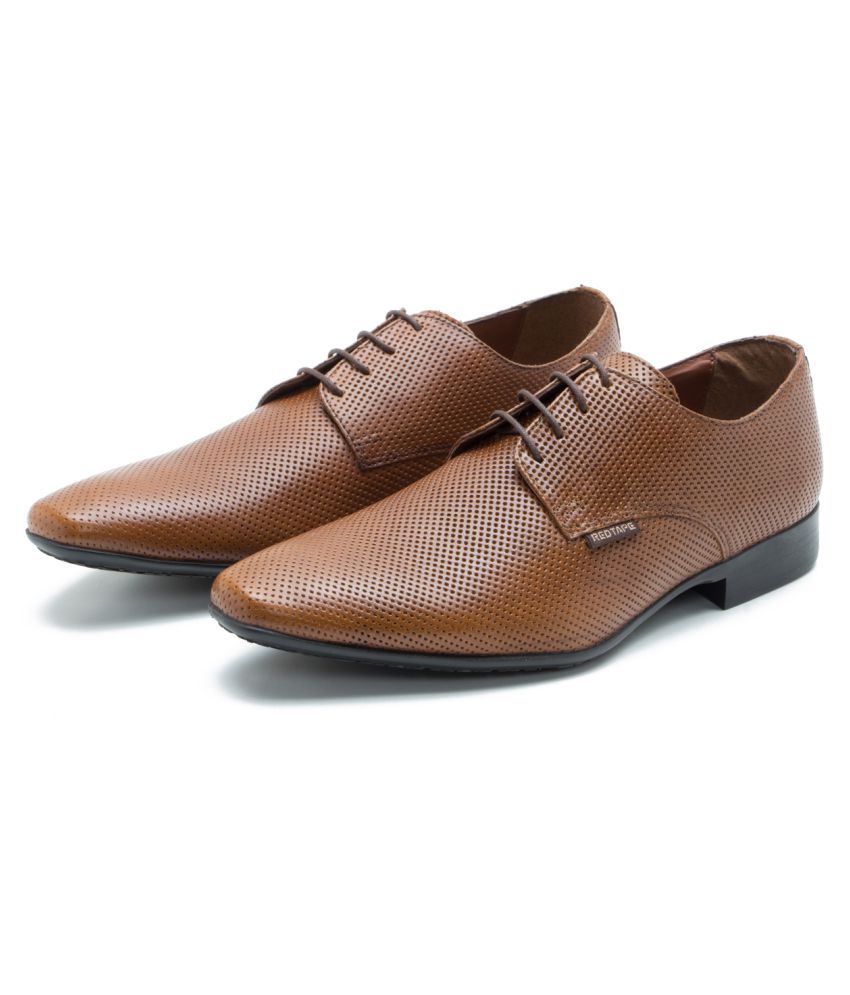 red tape tan derby formal shoes