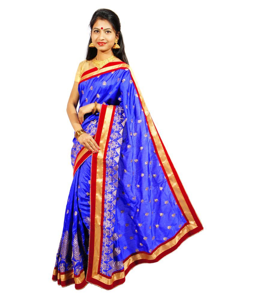 Siddheswari Bastralaya Blue Dupion Silk Saree Buy Siddheswari Bastralaya Blue Dupion Silk 7422