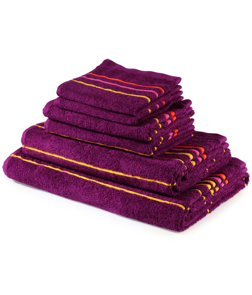 Trident Set of 6 Towel Set Purple Bath+Hand+Face Towel Set - Buy Trident Set of 6 Towel Set 