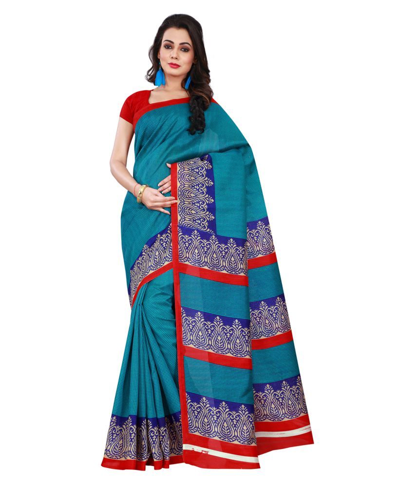 Florence Blue Bhagalpuri Silk Saree - Buy Florence Blue Bhagalpuri Silk ...