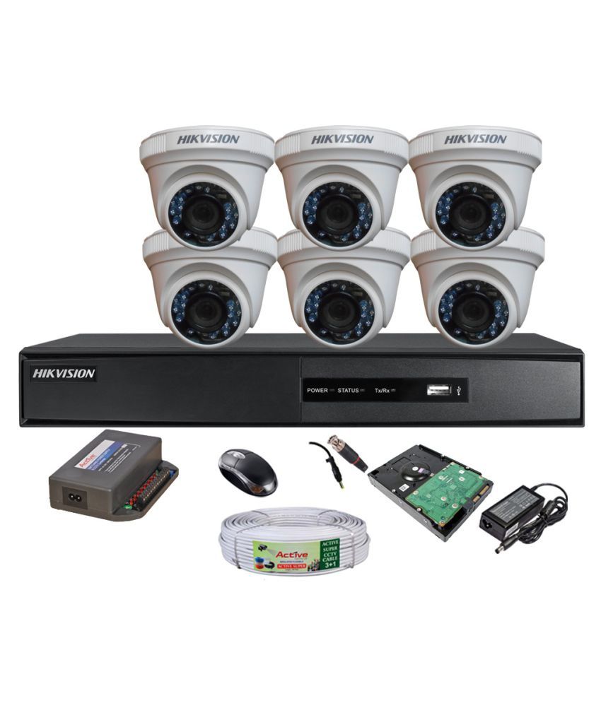 Hikvision 8 CH DVR 1 Pcs, Dome Camera 6 Pcs, Full Combo Surveillance