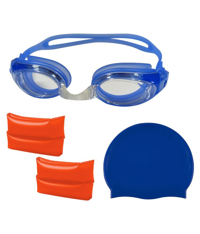 Gold Dust Swimming Goggle, Silicone Cap with ArmBand for 36 Year Child