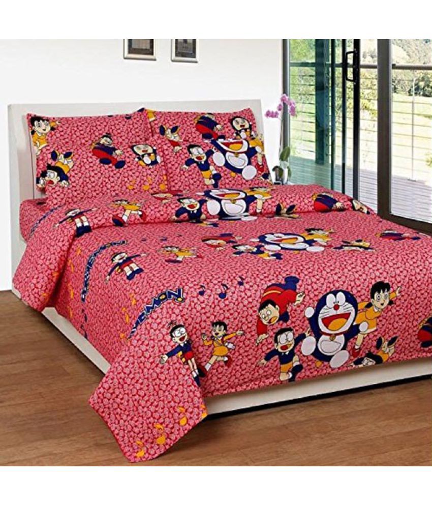     			Sky Tex Doraemon Multi-Colour Contemporary Double 1 Bed Sheet & 2 Pillow Cover
