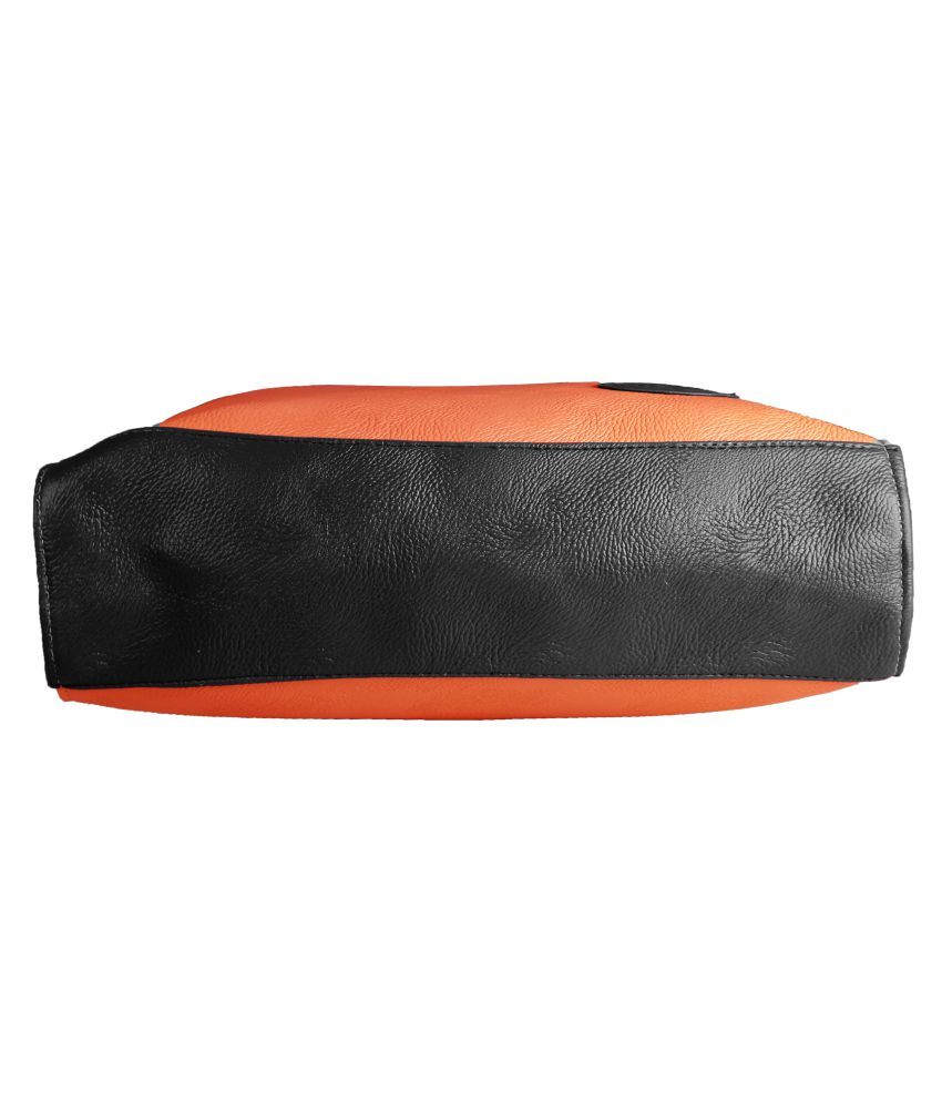 orange leather shoulder bag