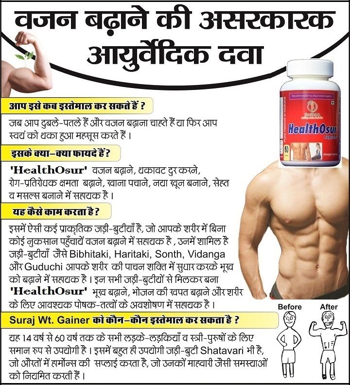 Suraj Herbals Herbal Weight Gain Capsule, Gain 35kgs Weight 60 gm