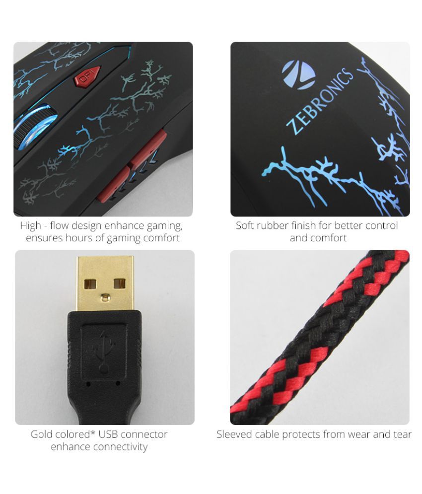 Zebronics Black USB Wired Mouse Gaming Mouse Buy Zebronics Black USB