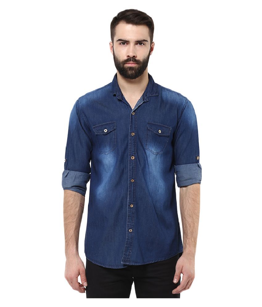     			Urbano Fashion Blue Casuals Slim Fit Shirt