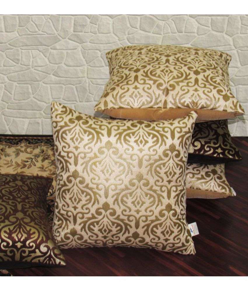     			Zikrak Exim Set of 5 Poly Dupion Cushion Covers 30X30 cm (12X12)