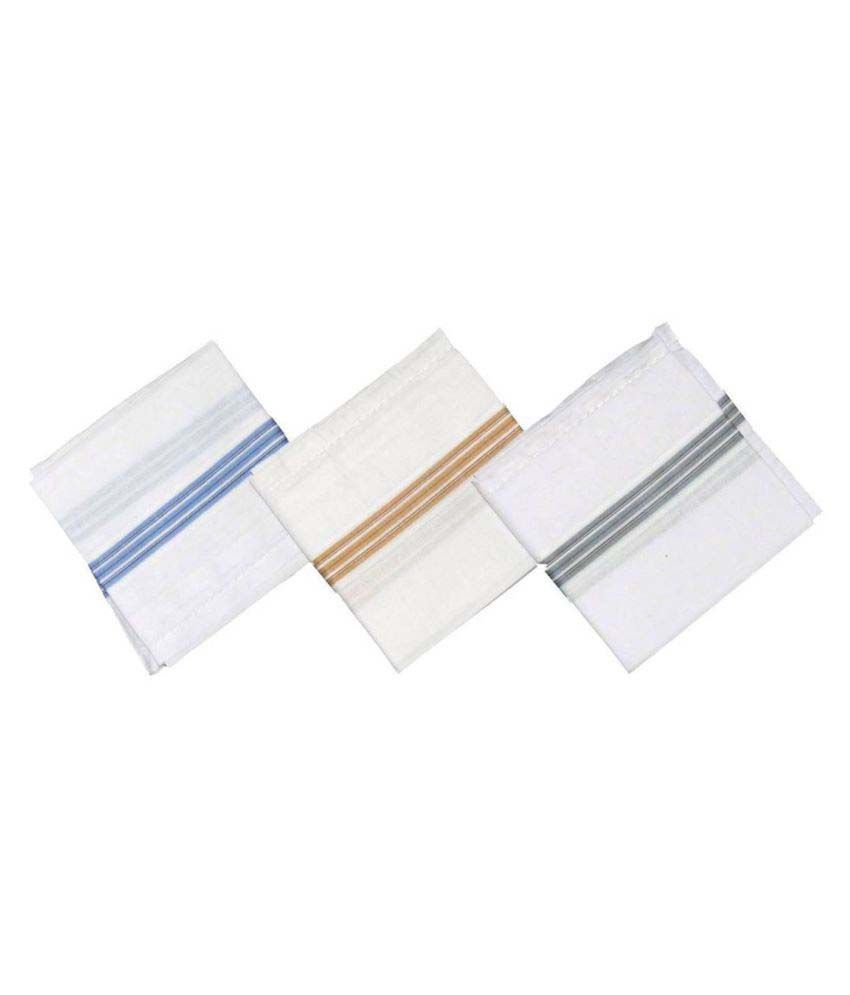     			Tahiro White Cotton Handkerchiefs for Women - Pack of 3