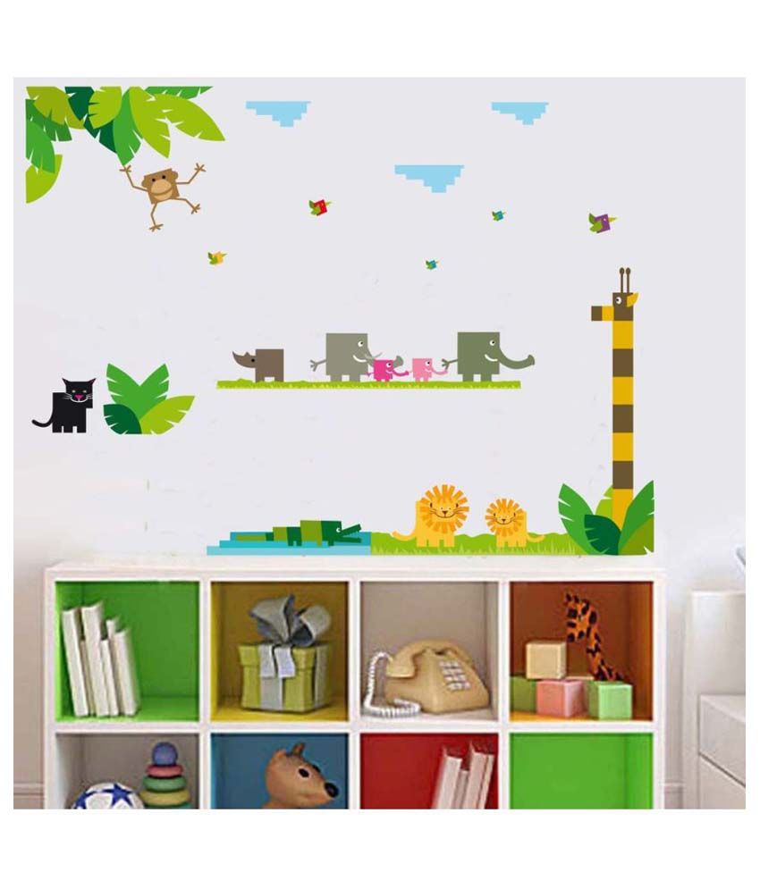     			Decor Villa Animals PVC Multicolour Wall Sticker - Pack of 1