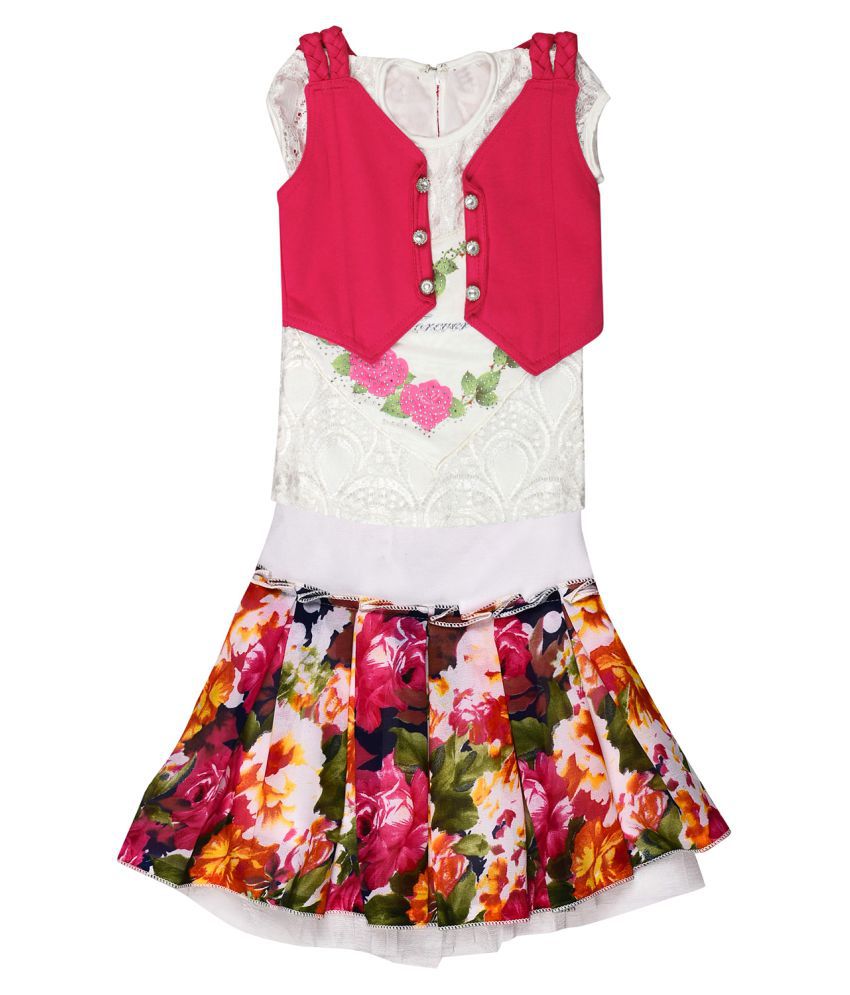     			Arshia Fashions Girls Partywear Skirt and Top with Jacket Sets
