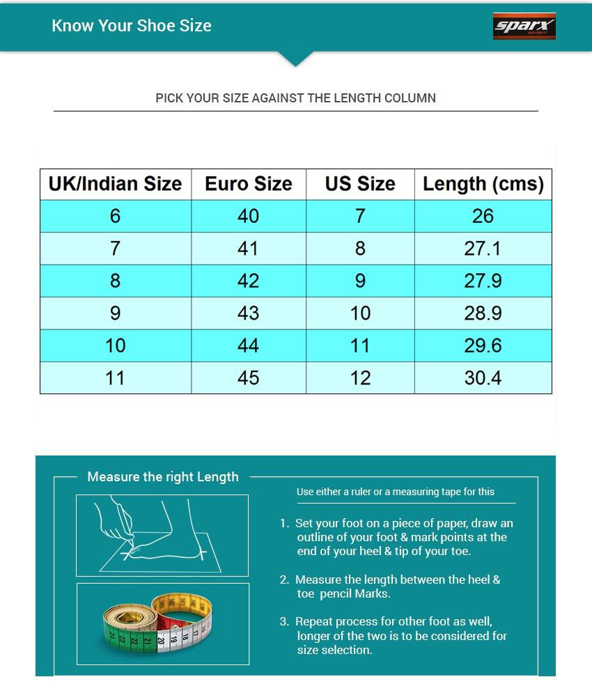 Sparx Shoes Size Chart In Cm