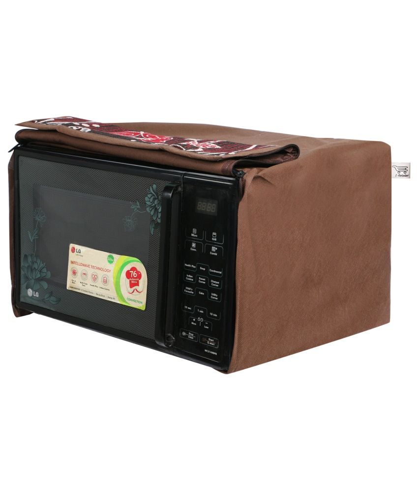     			E-Retailer's Brown Flower Printed Microwave Oven Cover For 21 LTR