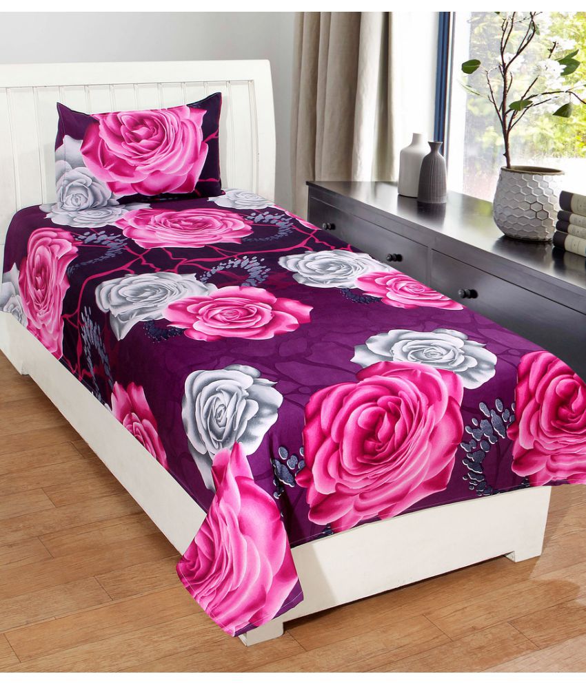     			Homefab India Single Poly Cotton Multi 3D Print Bed Sheet