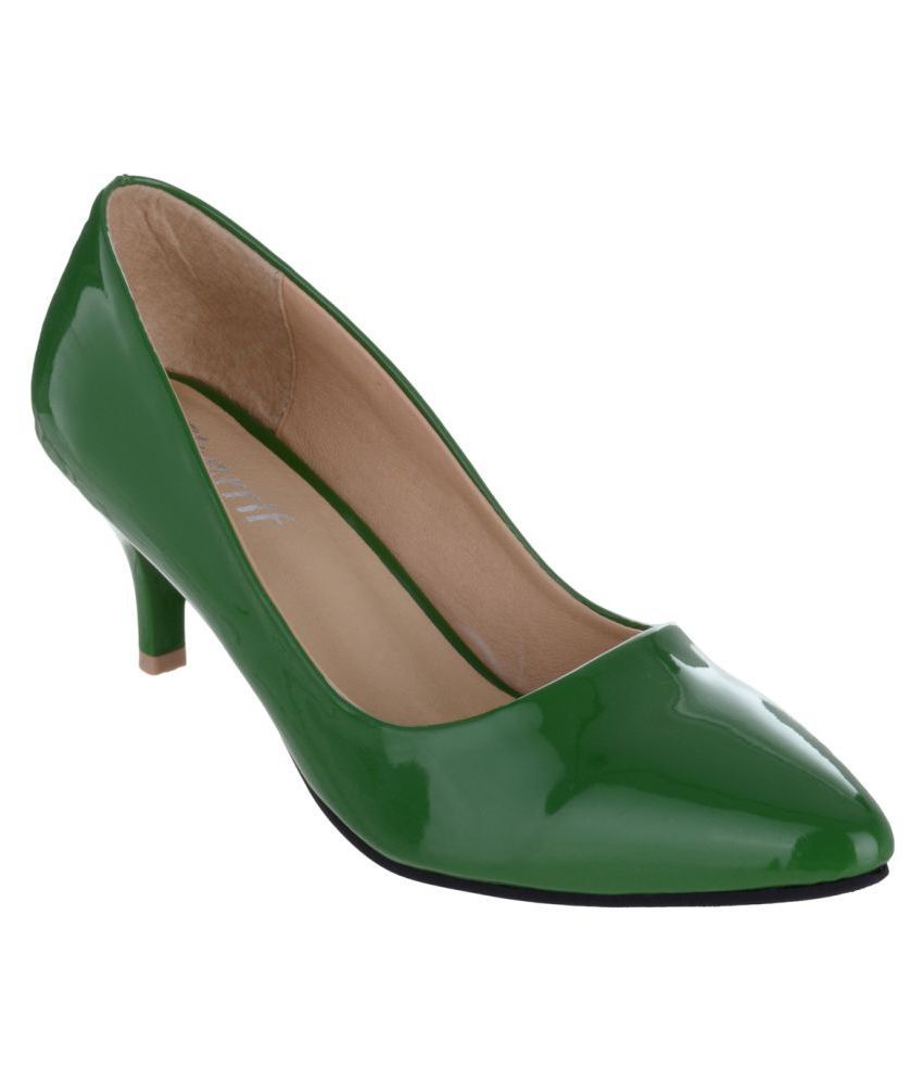 Sherrif Shoes Green Kitten Heels Price in India- Buy Sherrif Shoes ...