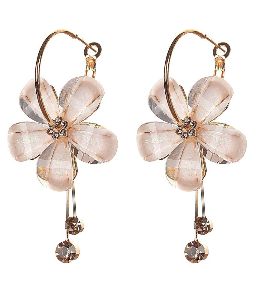 Try It Online | Fancy Leaf String Drops gold earrings 