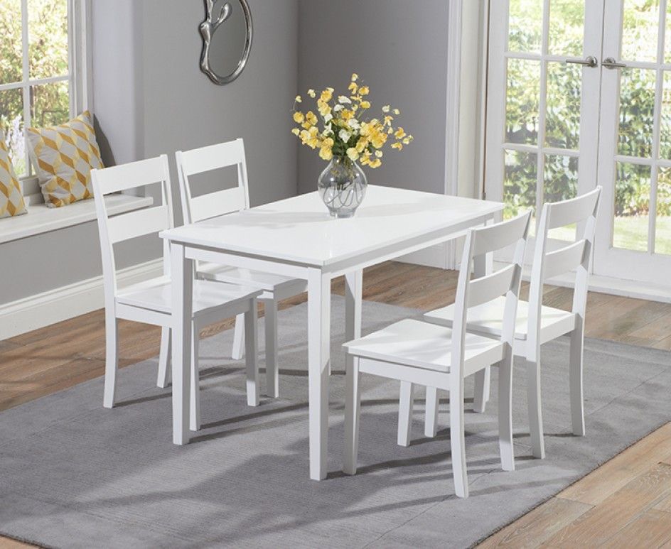 4 seater white dining table and chairs