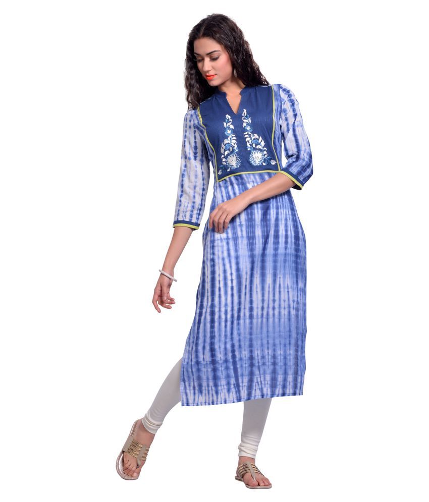 Zola Blue Cotton Straight Kurti Buy Zola Blue Cotton Straight Kurti