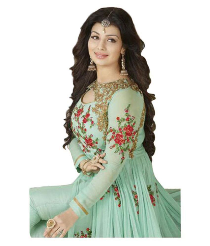 designer turquoise georgette floor length anarkali suit