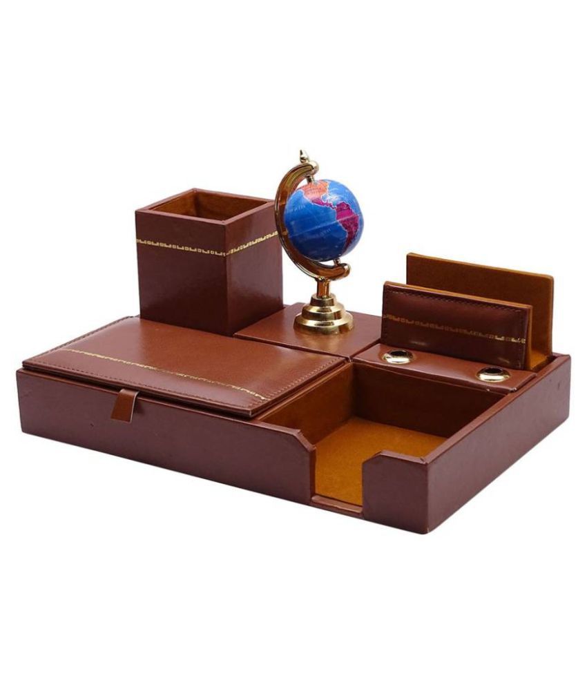 Kebica 6 Compartments Faux Leather Desk Organizer Brown Buy