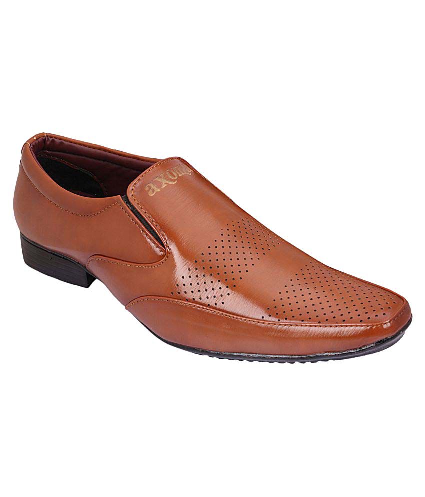 Axonza Tan Slip On Formal Shoes Price In India Buy Axonza Tan Slip On