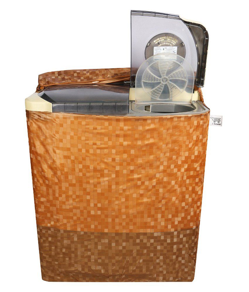     			E-Retailer Classic Orange Colour With Square Design Semi-Automatic Washing Machine Cover For 8.5 Kg Capacity