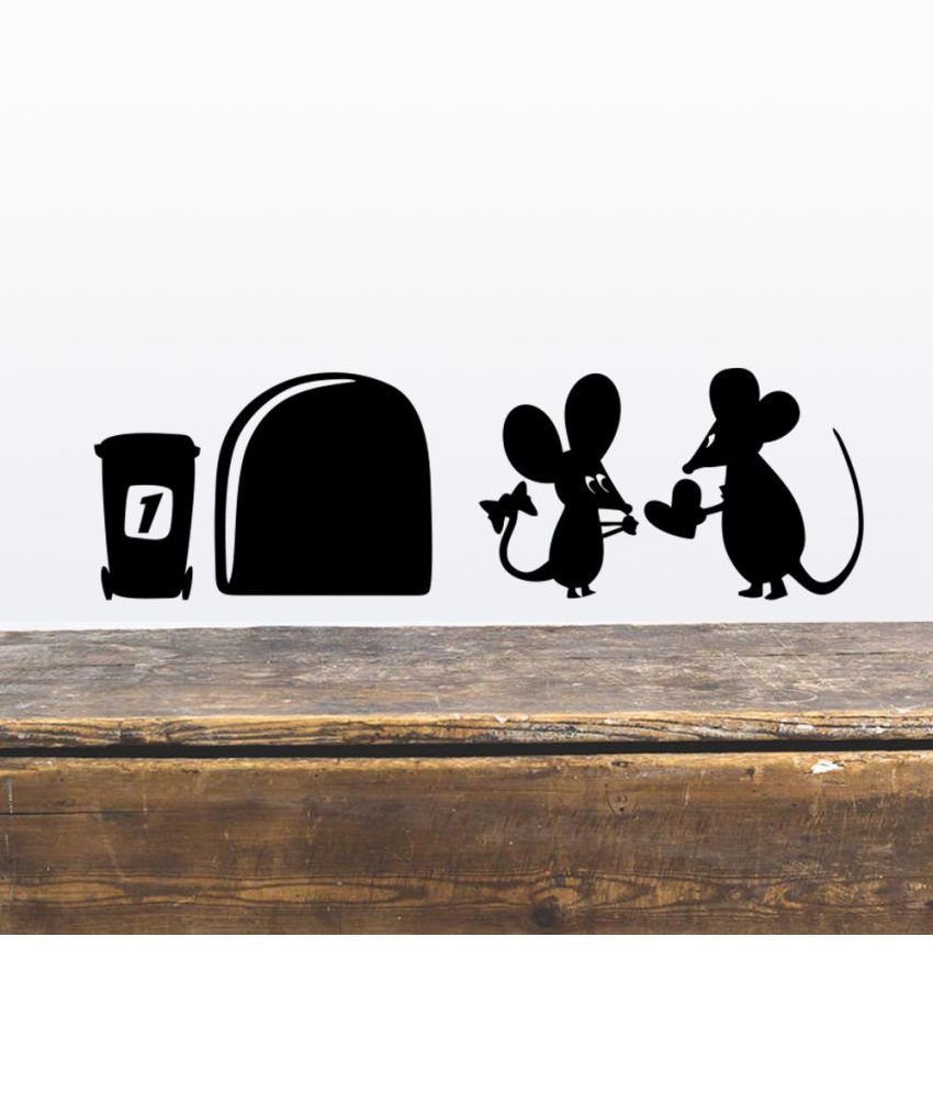     			Decor Villa Phone booth mouse hole PVC Black Wall Sticker - Pack of 1