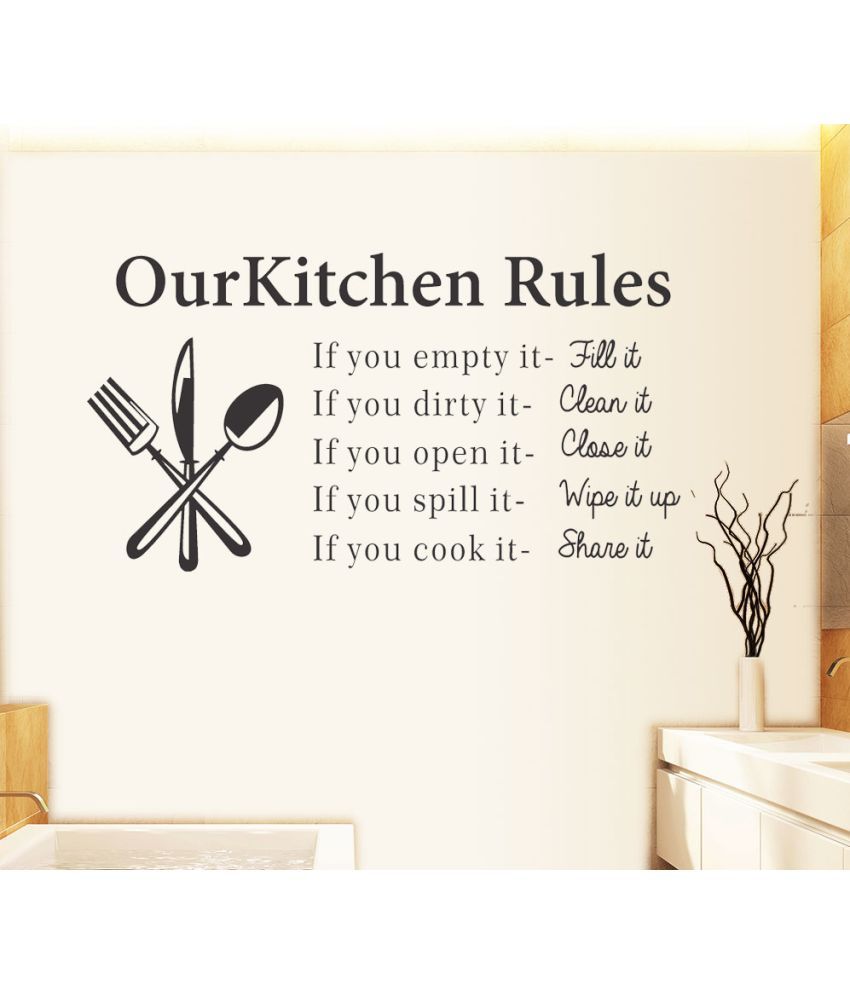 NewWayDecals ''Kitchen Rules'' Vinyl Black Wall Sticker - Pack of 1 ...