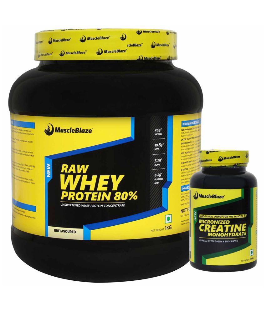 Muscleblaze Raw Whey Protein With 100 G Creatine 1 Kg Unflavoured Buy